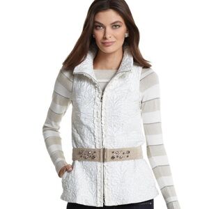 Super cute WHBM peplum vest with ornate belt and zipper pockets & matching vest